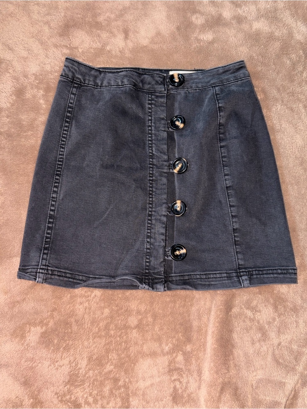 PacSun Black Button-Front Denim Mini Skirt